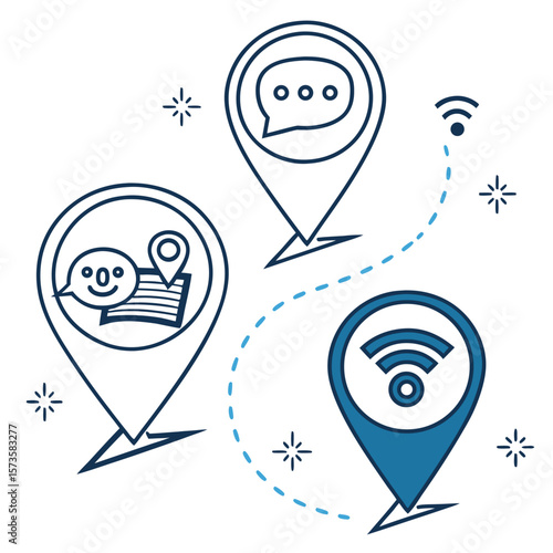 Digital connection map pins