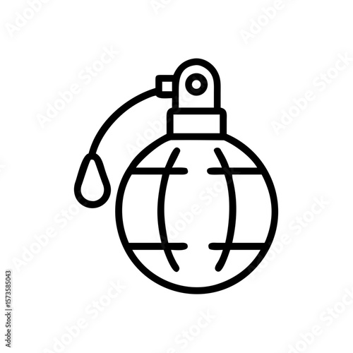A symbolic monochrome icon captures a grenade.