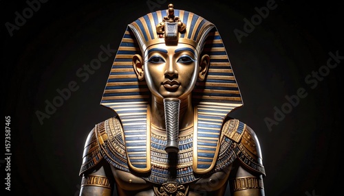 Golden pharaoh bust close-up