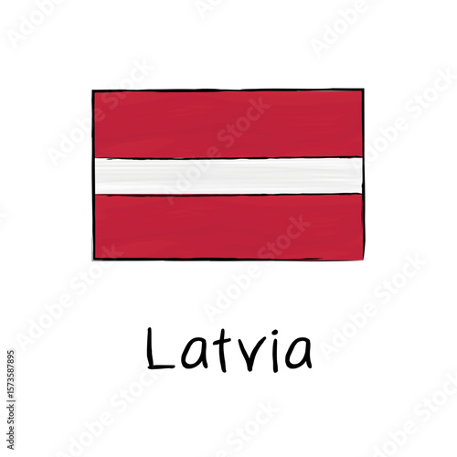 Outline-style hand-drawn vector of Latvia’s flag. Suitable for school banners, educational infographics, or political EU design contexts Free Download Outline-style hand-drawn vector of Latvia’s flag. Suitable for school banners, educational infographics, or political EU design contexts - GFXLoad