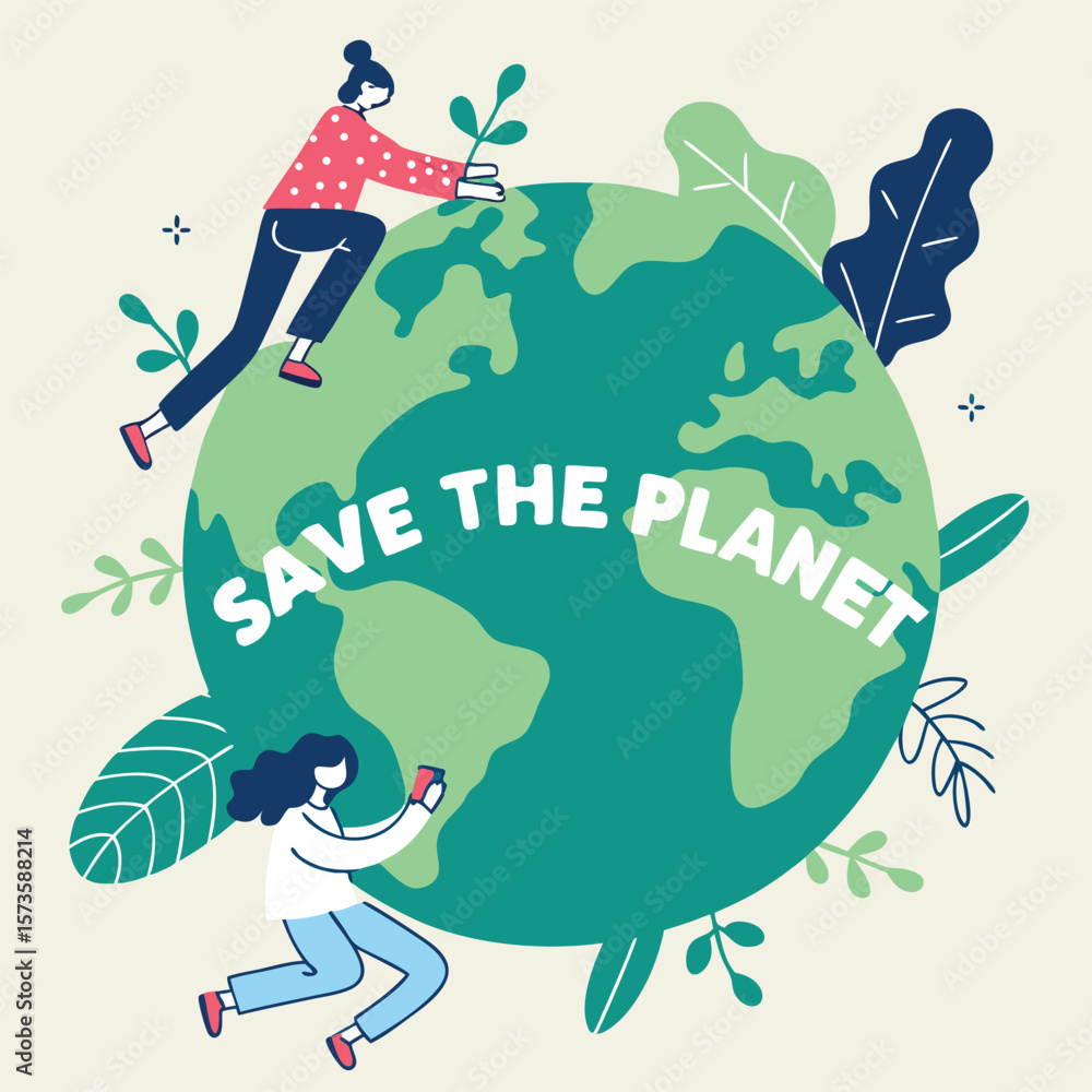 Fototapeta premium Save the planet flat vector