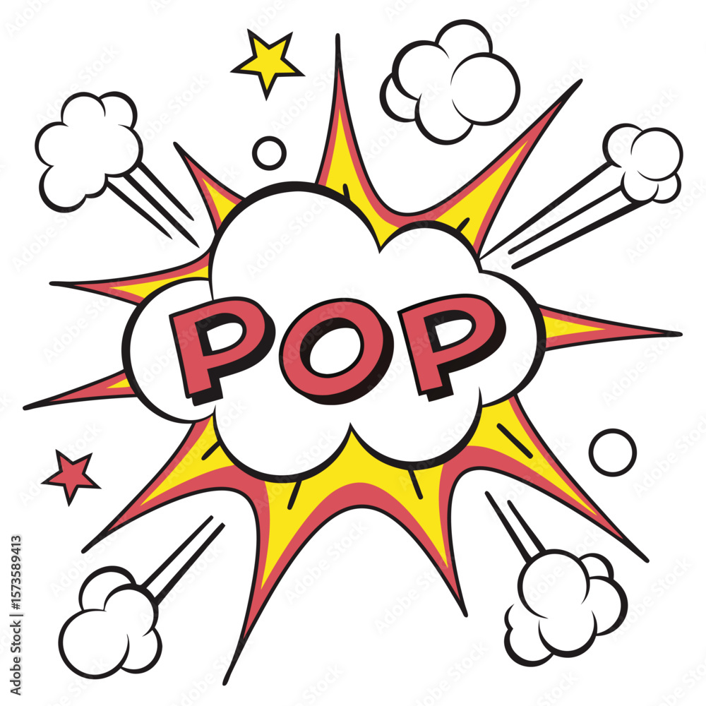 Exploding pop art comic burst with clouds and stars isolated on white Exploding pop art comic burst with clouds and stars isolated on white