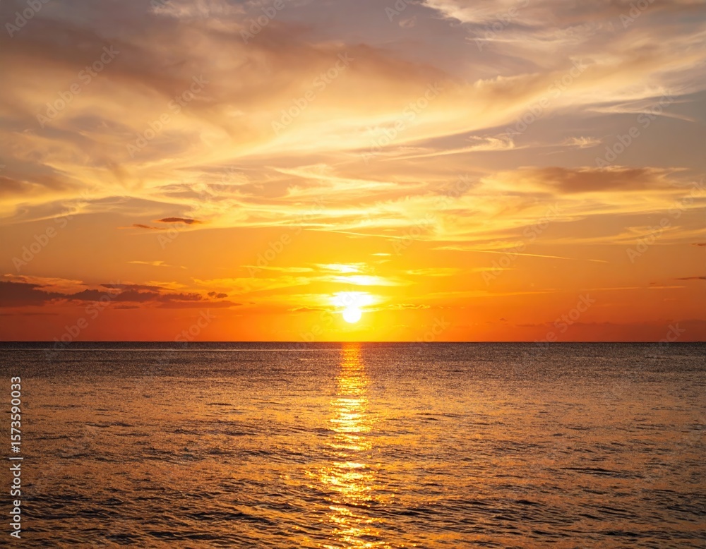 Fototapeta premium Golden sunset over calm ocean