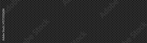 Perforated metal pattern with circular holes. Realistic grille texture for speaker, industrial, or tech backgrounds. Vector mesh with subtle shadow and depth effect.