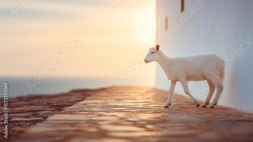 Lamb outdoors golden hour