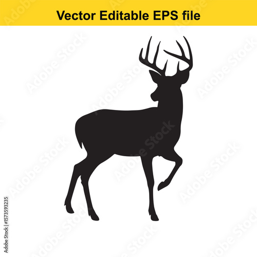 Majestic Whitetail Deer Silhouette A Striking Black and White Depiction of Wildlife in Simple Form Embodying Elegance and Power