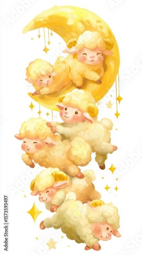 Adorable pastel sheep illustration
