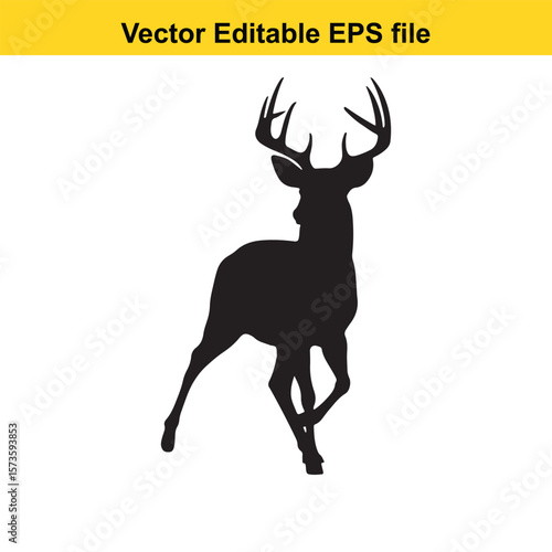 Majestic Whitetail Deer Silhouette A Striking Black and White Depiction of Wildlife in Simple Form Embodying Elegance and Power