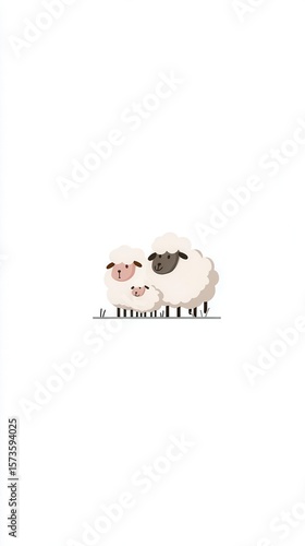 Cartoon sheep family illustration