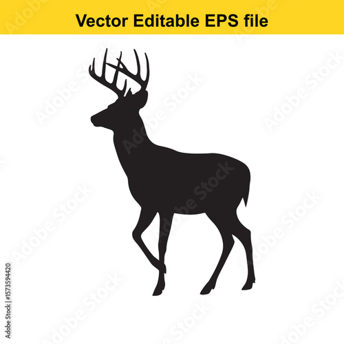 Majestic Whitetail Deer Silhouette A Striking Black and White Depiction of Wildlife in Simple Form Embodying Elegance and Power