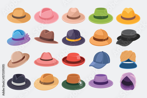 Collection of diverse hats and headwear in various styles and colors