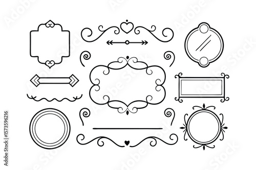 rome style ornate calligraphic design elements set