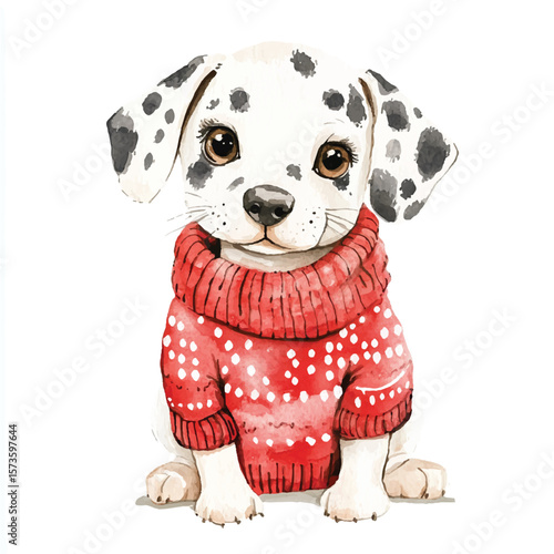 Adorable Dalmatian Puppy in a Festive Red Sweater (3)