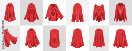 Collection of red superhero capes displayed from various angles