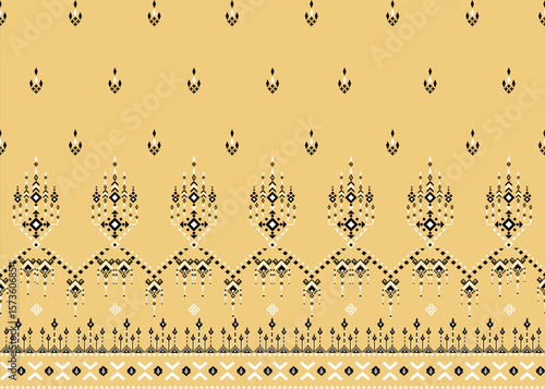 vector seamless pattern, raditional Asian Wallpaper ,yellow fabric