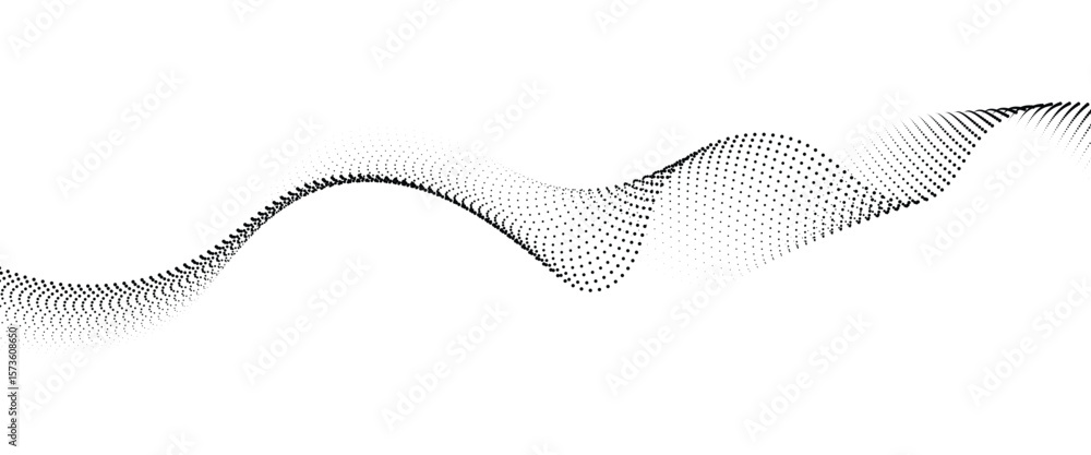 Fototapeta premium Flowing Dot Wave halftone gradient pattern on transparent background 
