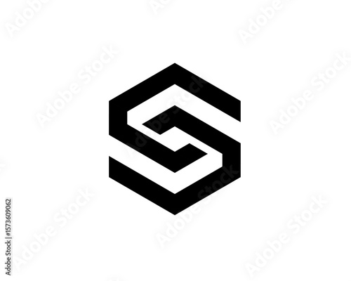 Initial Letter G S O C 8 Hexagon Logo