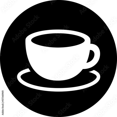 Coffee cup icon silhouette in circle