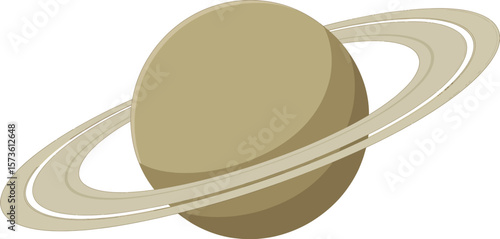 Stylized illustration of the planet saturn with its iconic rings isolated on a white background