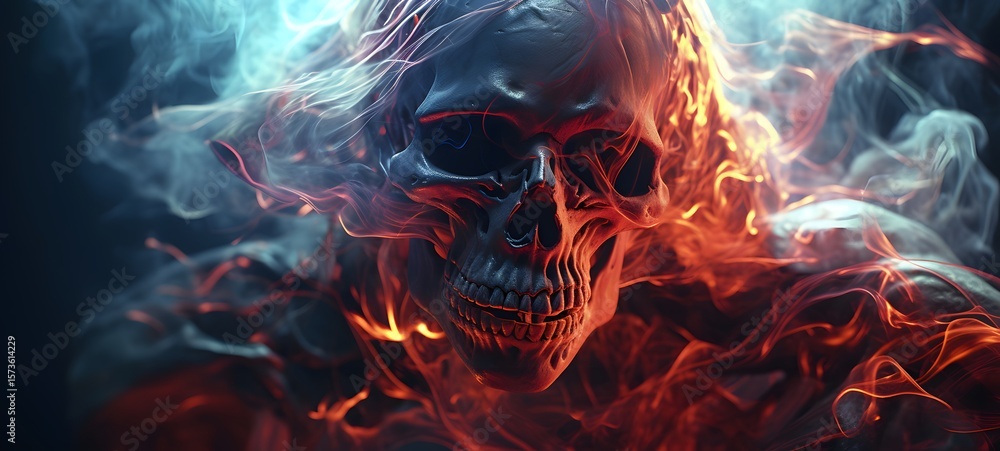 Fototapeta premium a light grim reaper ifrit , coming out of the smoke,ai generative