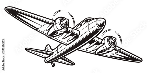 Vintage Hand-Drawn Airplane Sketch Illustration