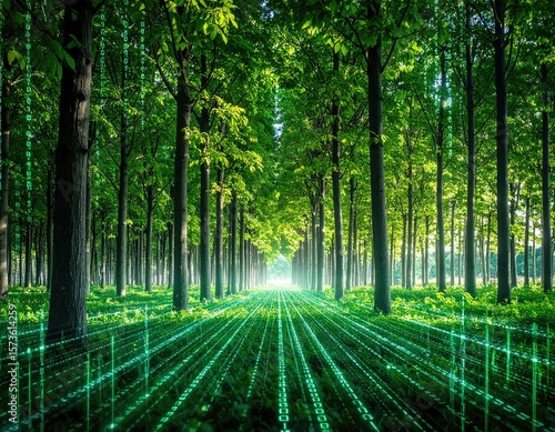 Fototapeta Naklejka Na Ścianę i Meble -  Digital forest pathway