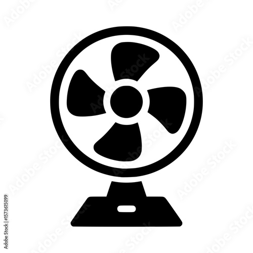 Table fan icon with isolated black and white design