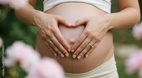 Wallpaper Mural Pregnant Woman Making Heart Shape on Belly Showing Love and Motherhood Torontodigital.ca
