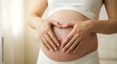 Wallpaper Mural Pregnant Woman Making Heart Shape on Belly Showing Love and Motherhood Torontodigital.ca
