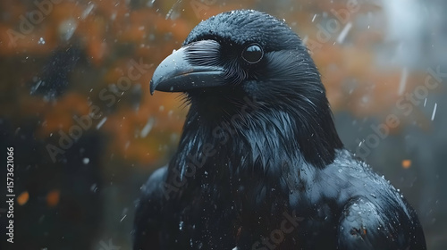 Rainy Raven Portrait Illustration