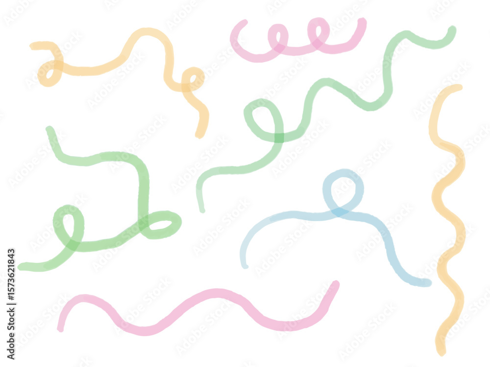 Obraz premium 手描きあしらいセット リボン くねくね