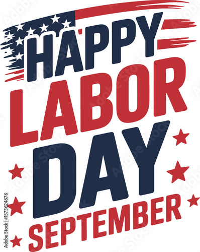 Wallpaper Mural Happy Labor Day with Brush Strokes and Stars Torontodigital.ca