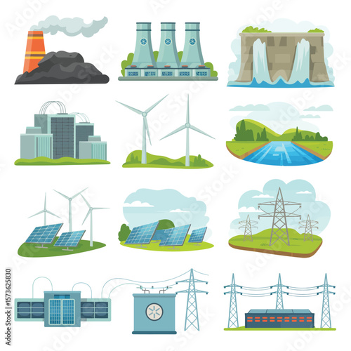 Collection of renewable and traditional energy power generation facilities and infrastructure