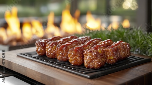 Wallpaper Mural Grilled corn dogs, BBQ sauce, flames Torontodigital.ca