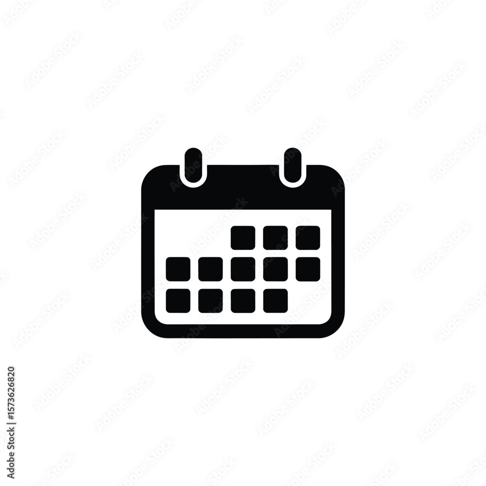 Black and White Calendar Icon with Day Blocks for Scheduling or Planning Applications Black and White Calendar Icon with Day Blocks for Scheduling or Planning Applications