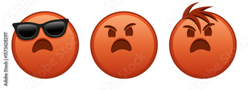 Angry red face Set of three emoji