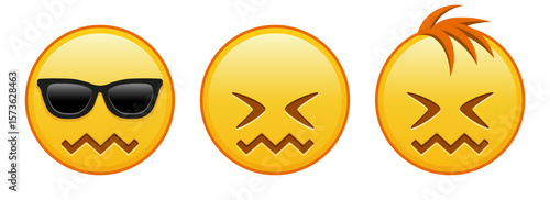 Expression of shame face Set of three emoji