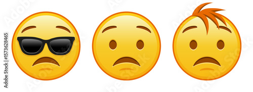 Excited yellow face Set of three emoji