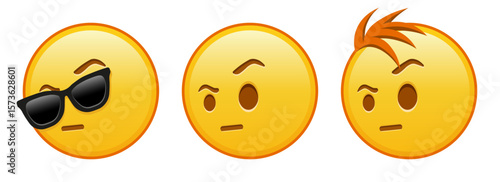 Face with one eyebrow raised Set of three emoji