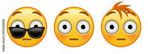 Flushed yellow face Set of three emoji