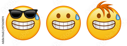 Grimace on the yellow face Set of three emoji