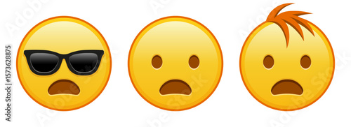 Frowning face with open mouth Set of three emoji