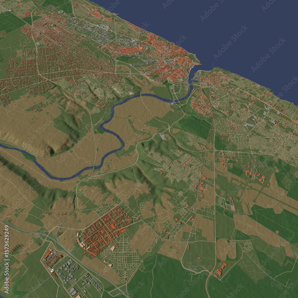 Fototapeta premium 3D illustration of city and urban in Rabat Morocco