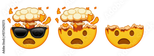 Shocked face with exploding head Set of three emoji
