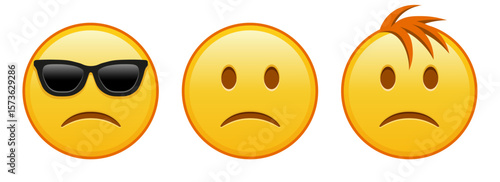 Slightly frowning face Set of three emoji