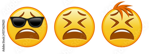 Tired sad face Set of three emoji
