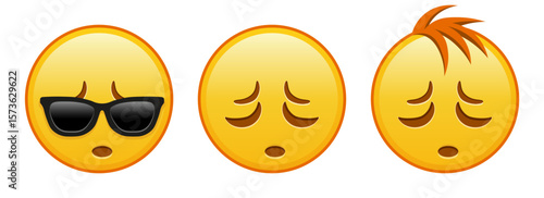 Tired yellow face Set of three emoji