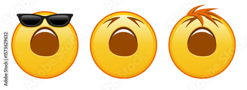 Tired yellow face Set of three yellow emoji