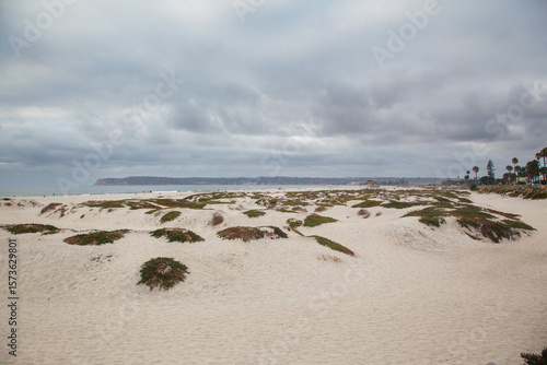 Coronado sand beach, the Pacific ocean and Point Loma, Coronado island, San Diego, Caflifornia, USA