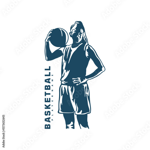 Basketball Player logo design vector. Silhouette Basketball Women Player Template Illustration. Icon Symbol